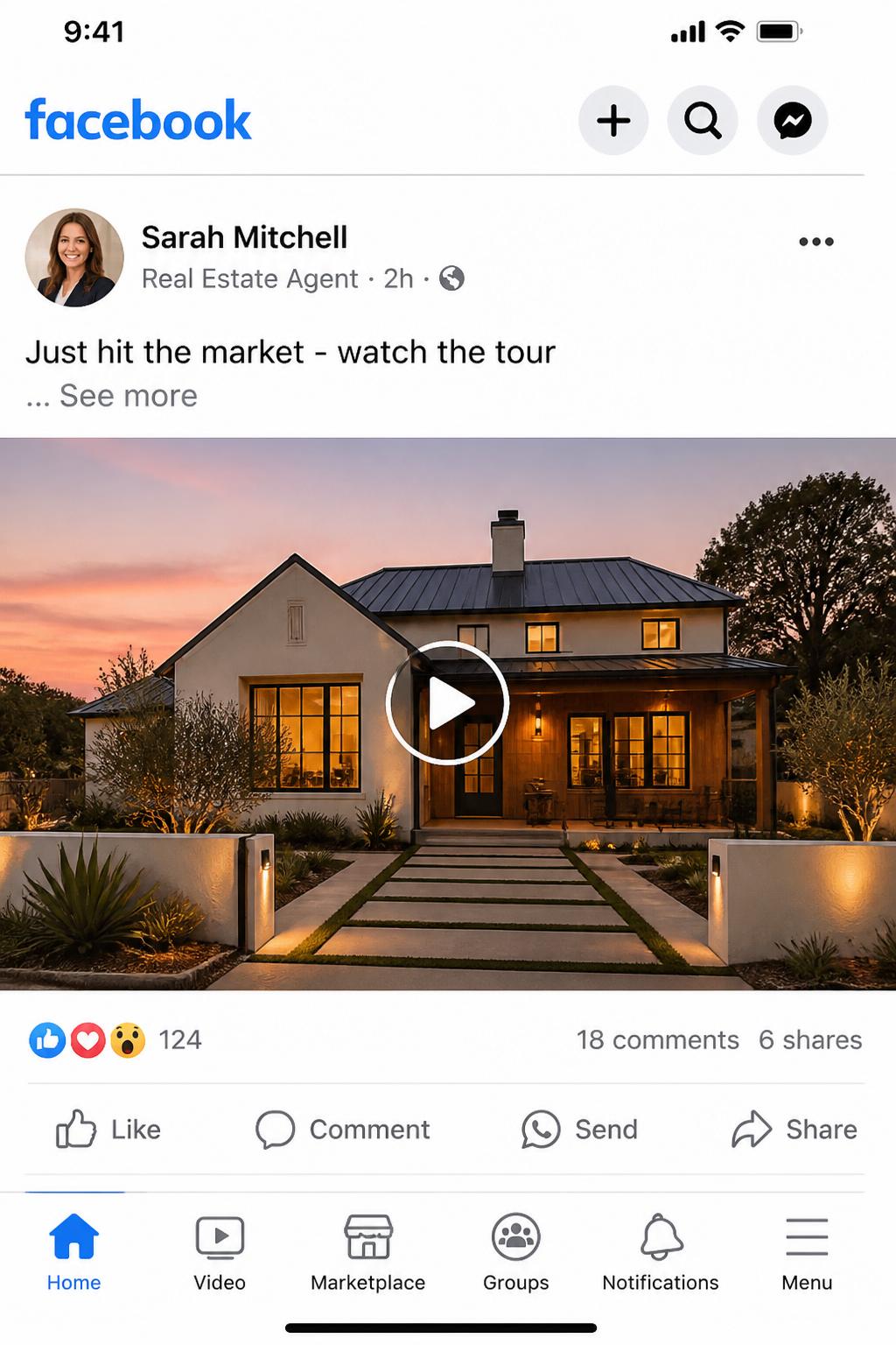 Facebook listing post preview