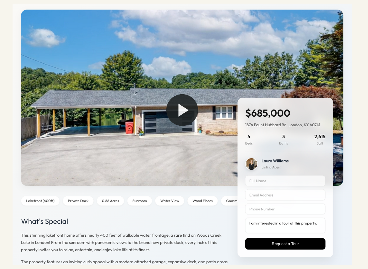 AI video landing page design