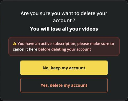 Account deletion is separate from subscription cancellation