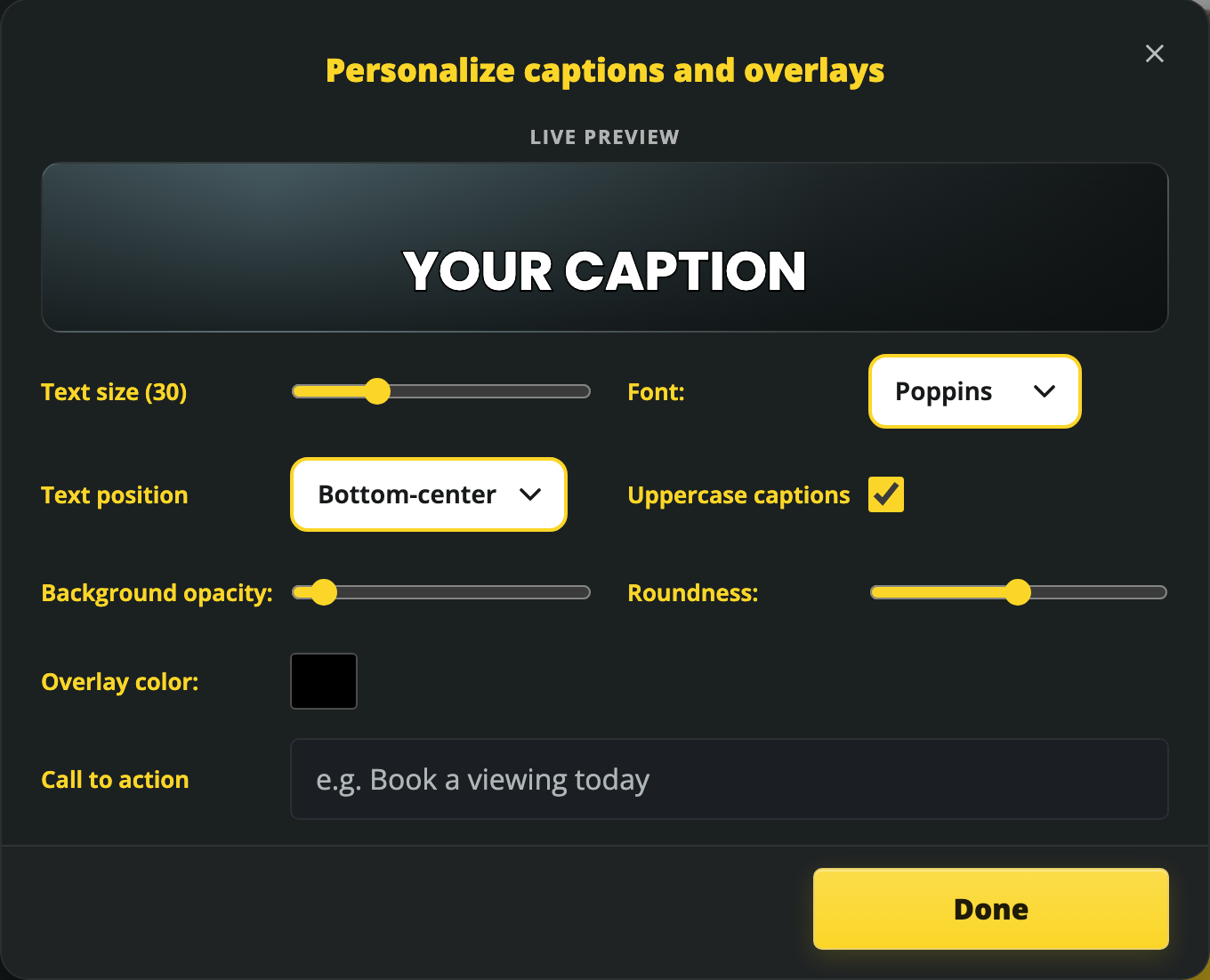 Make captions clear and easy to read