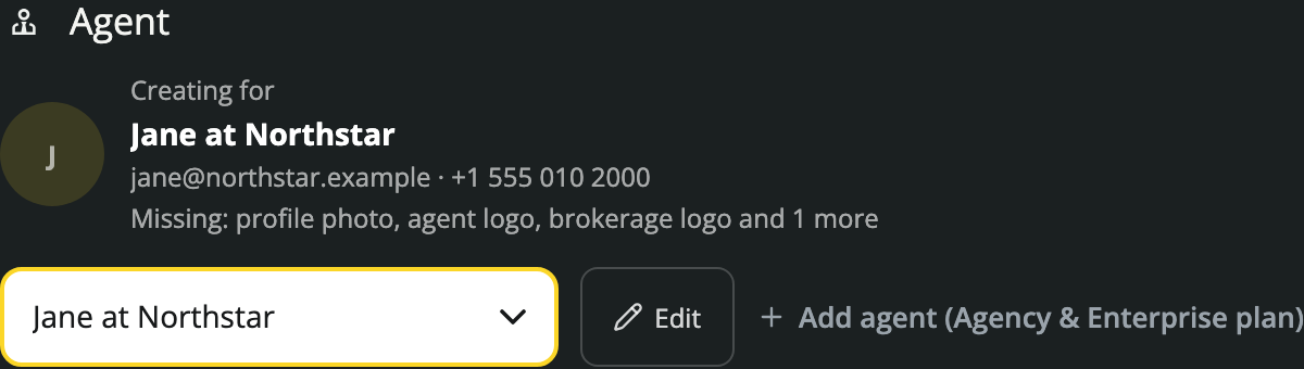 Choose the agent before generating