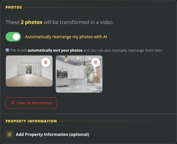 Review the photos and property details before starting a listing
