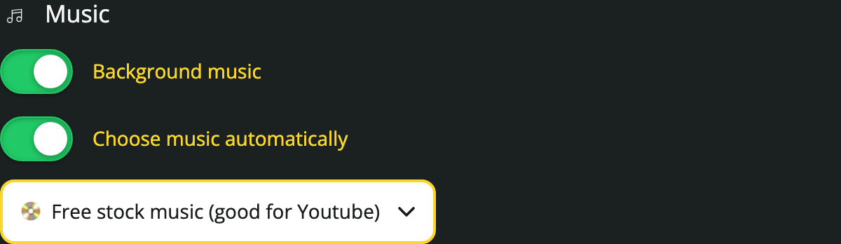 Let the app choose music, or select it yourself