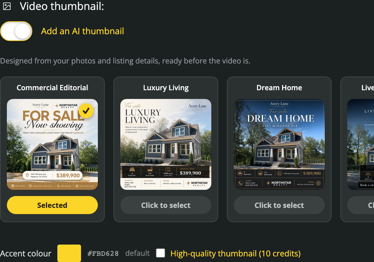 Choose the cover design before creating the video