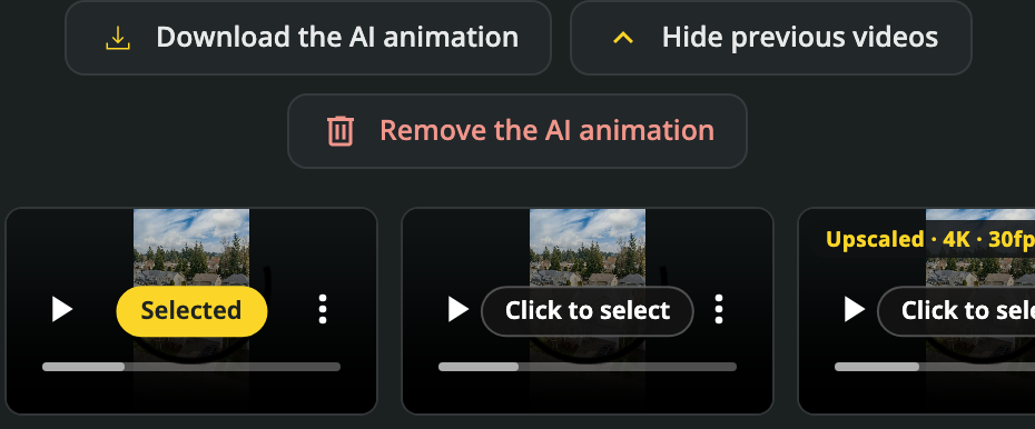 Choose from previous scene videos