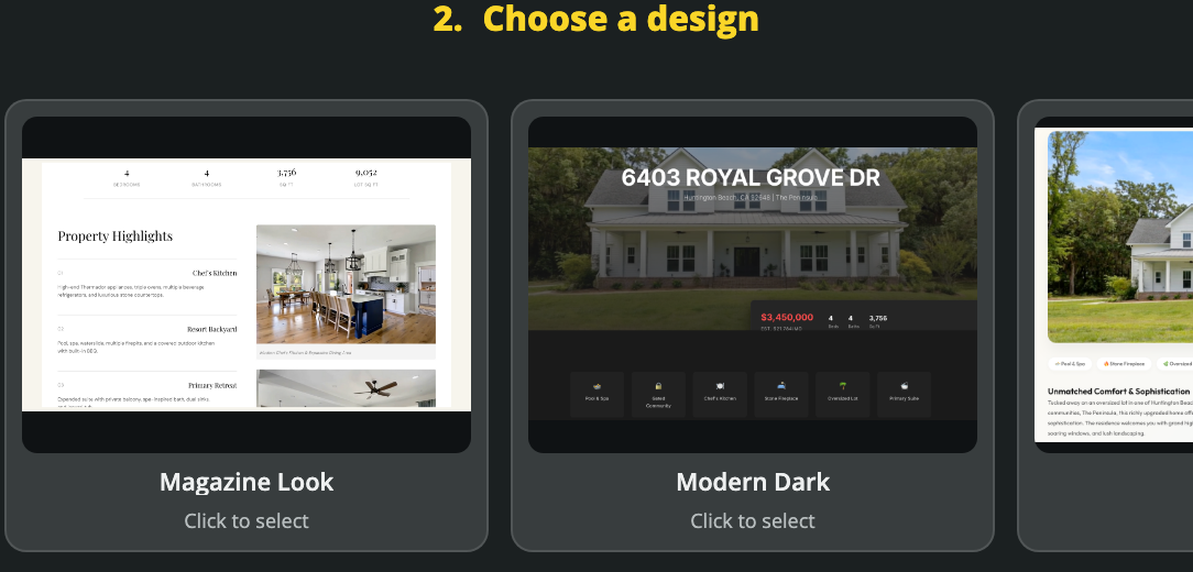 Choose your property page design