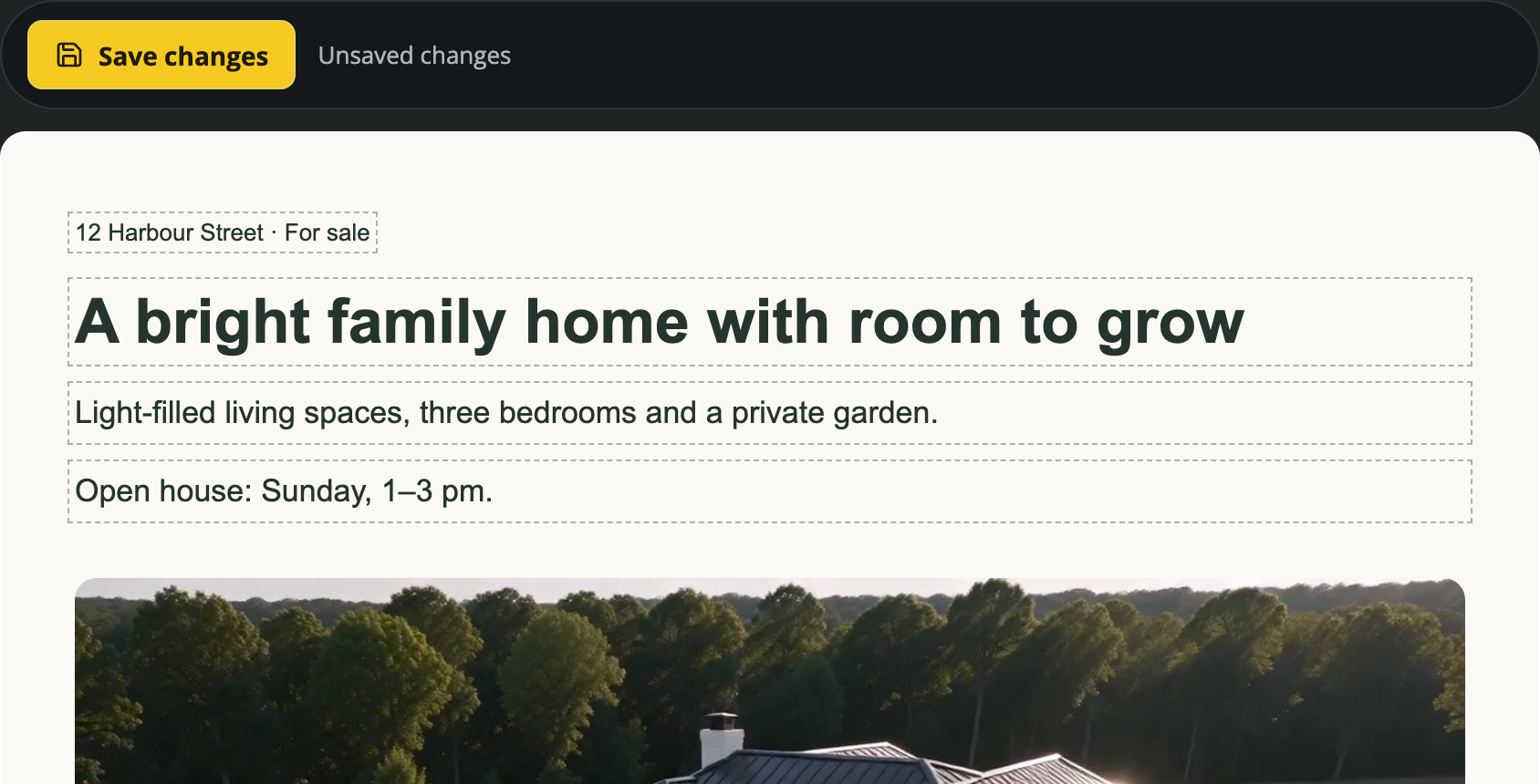 Edit the text and save your changes