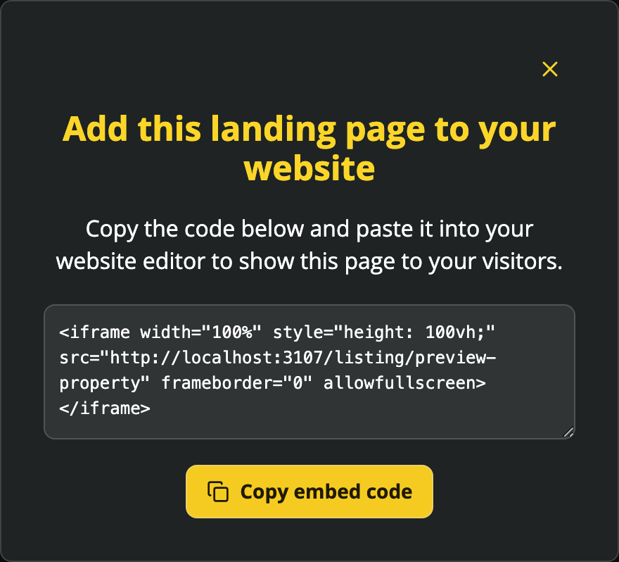 Add the property page to your website