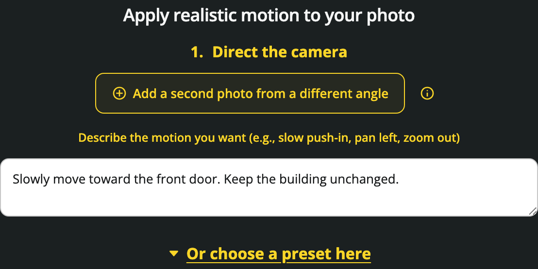 Describe a simple camera movement