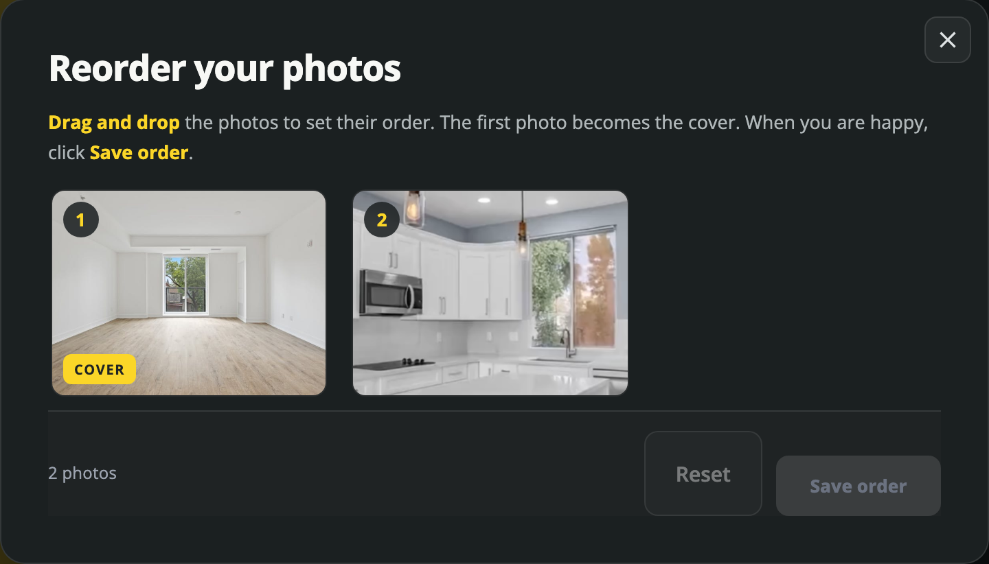 Arrange the photos before creating a tour
