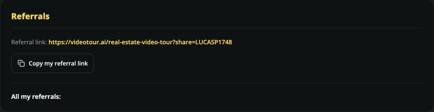 Copy your referral link and check recorded referrals