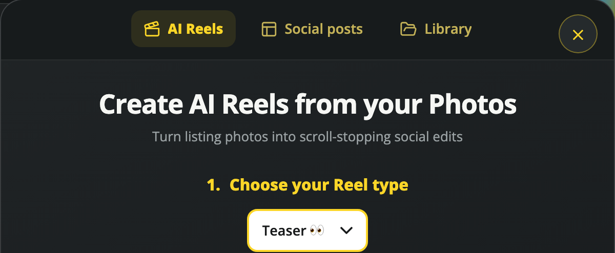 Choose the type of social reel