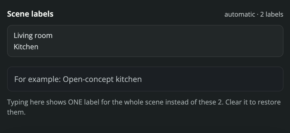 Correct the room labels in a finished reel