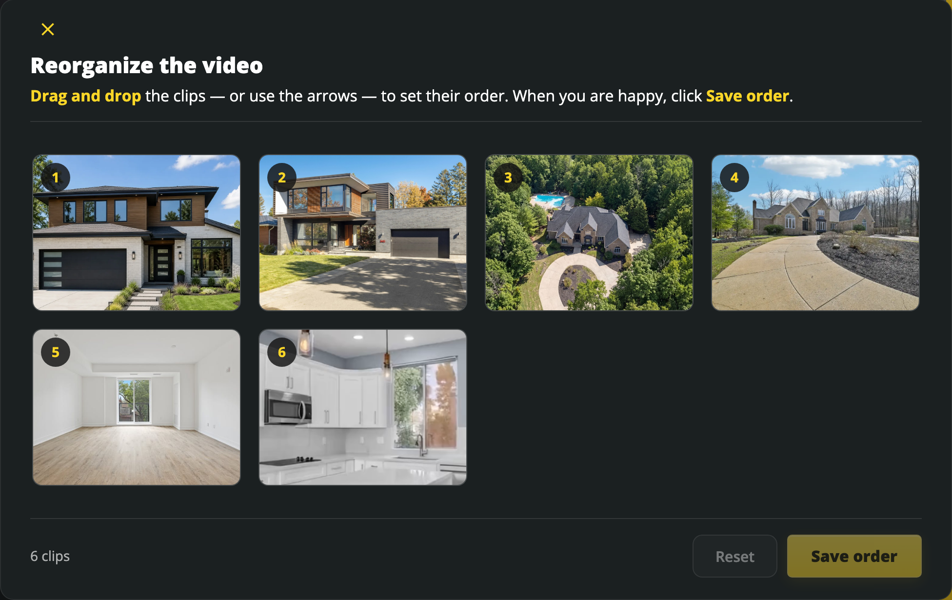 Reorganize an existing video