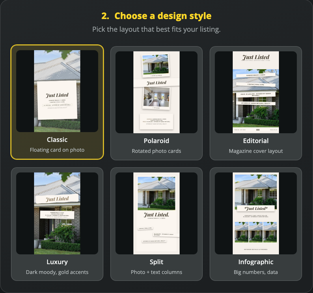 Choose the appearance of your social posts