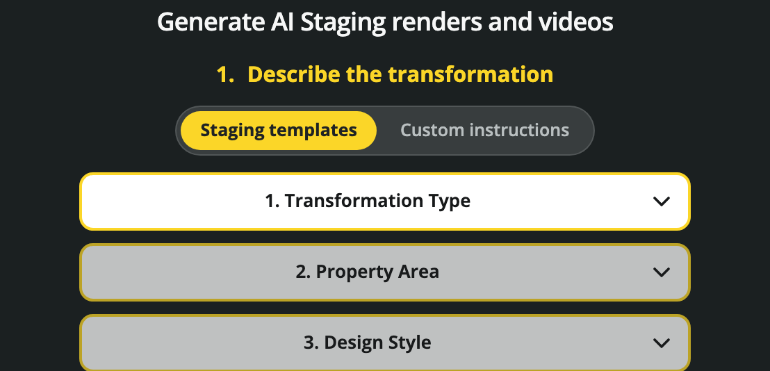 Choose the type of room transformation