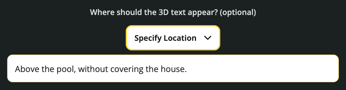 Choose where the 3D words appear