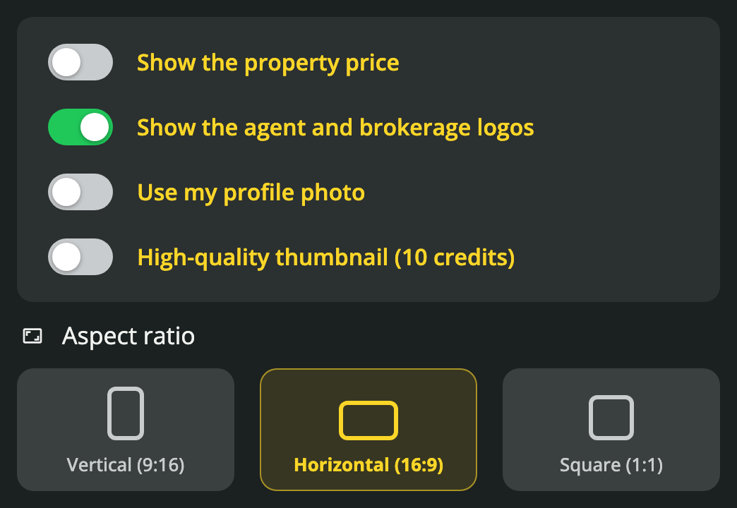 Choose the thumbnail details and shape