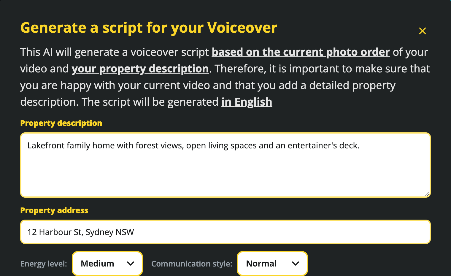 Prepare a first draft of the narration