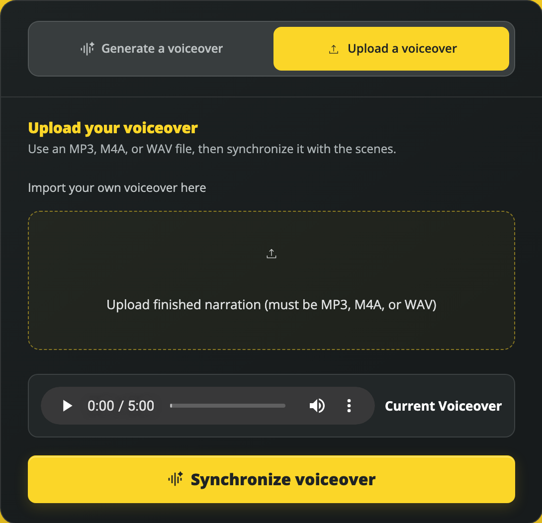 Upload your own voiceover
