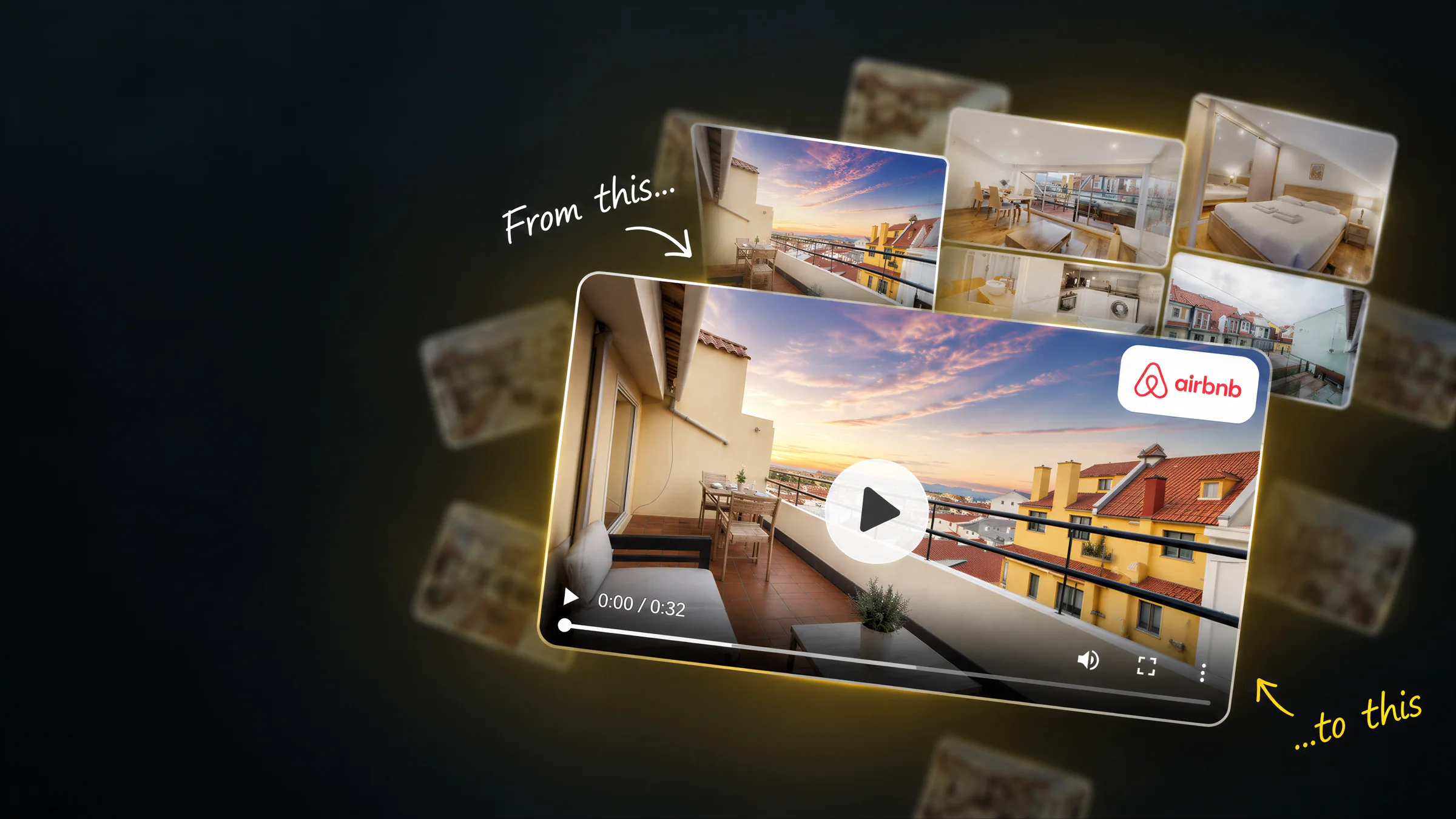 A host's Airbnb listing photos turning into a playing video tour